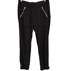 DWP Black Jogger Pants Tencel Blend Zip Pocket Elastic Waist Small Made in USA